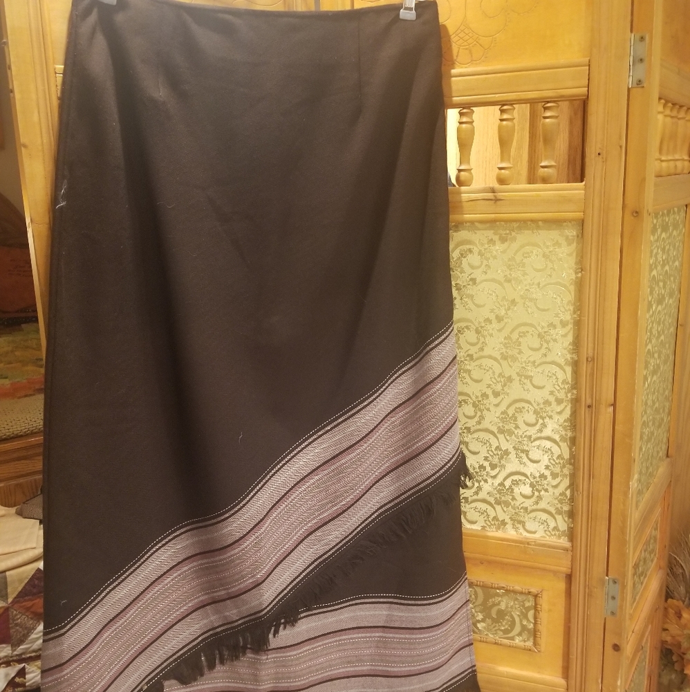 Brown skirt with fringe hem. Size 14